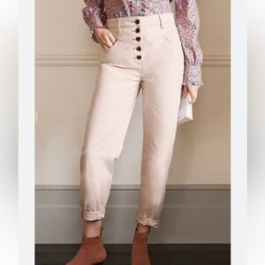 Boden light pink high waisted button fly pants Womens size 2 regular